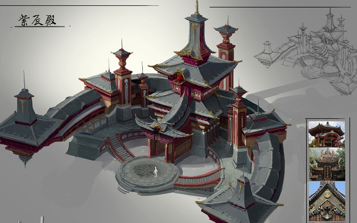 【3dmax场景建模】古风宫殿建模思路分析,次世代古风场景建模教程