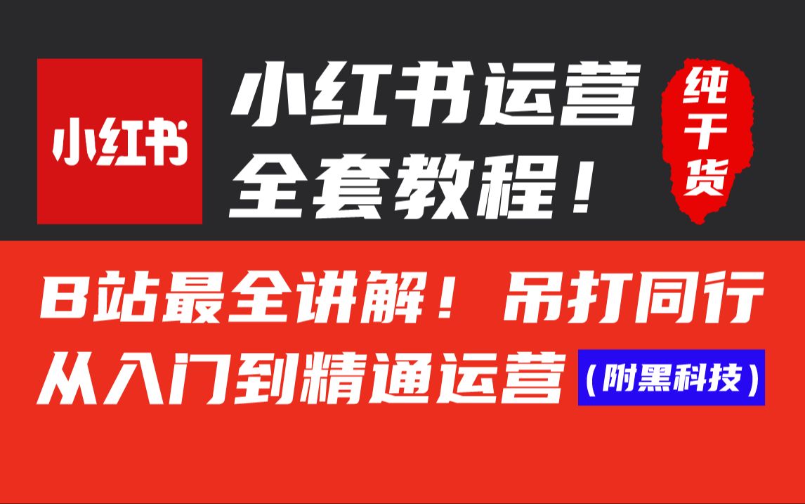 【2024B站最强小红书运营系统教程】吊打一切付费课!小红书蓝海市场 2024最值得做的新媒体平台哔哩哔哩bilibili