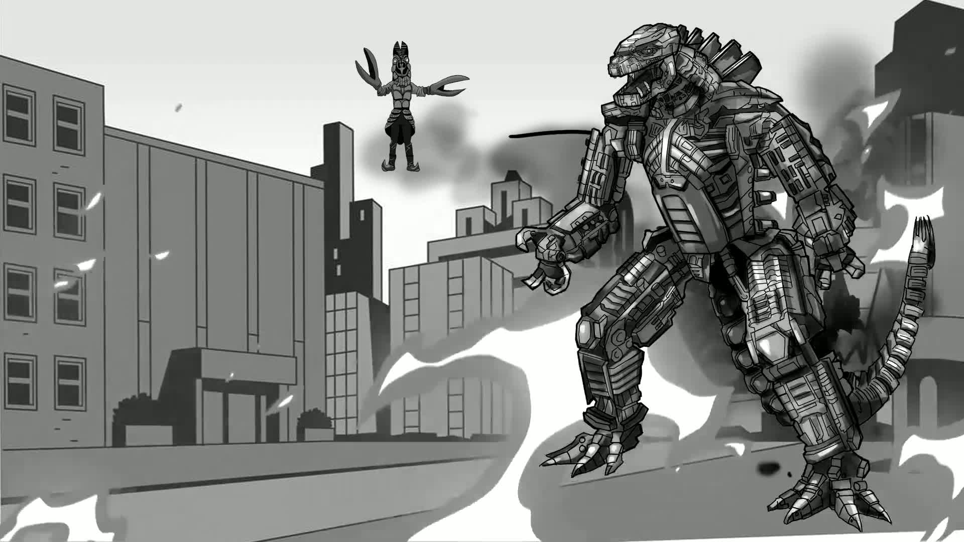 文明毁灭游戏,机械哥斯拉破坏城市,古谷召唤哥斯拉战甲