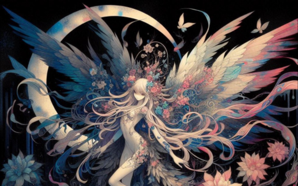 慕夏艺术风格插画精选 - 绽放于夜与月