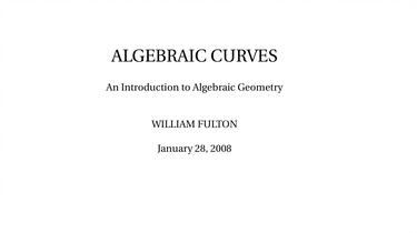 Fulton-Algebraic Curves 代数曲线_哔哩哔哩_bilibili
