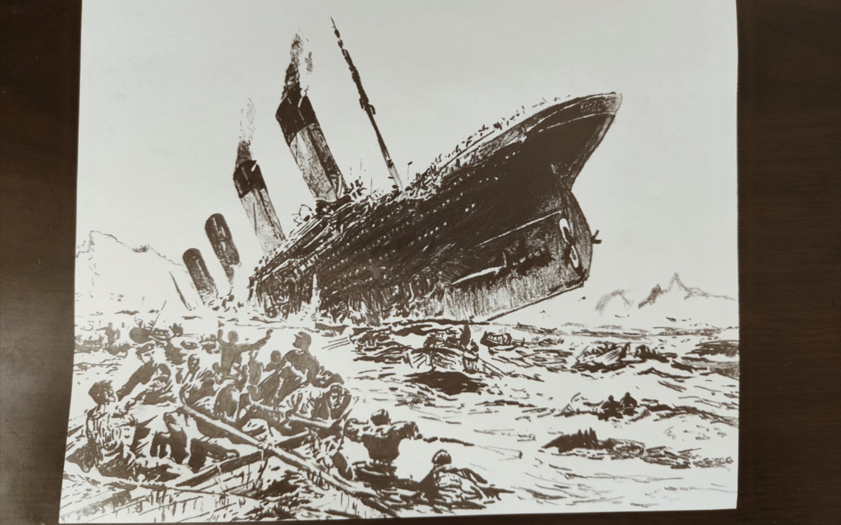 泰坦尼克号 沉没 手绘