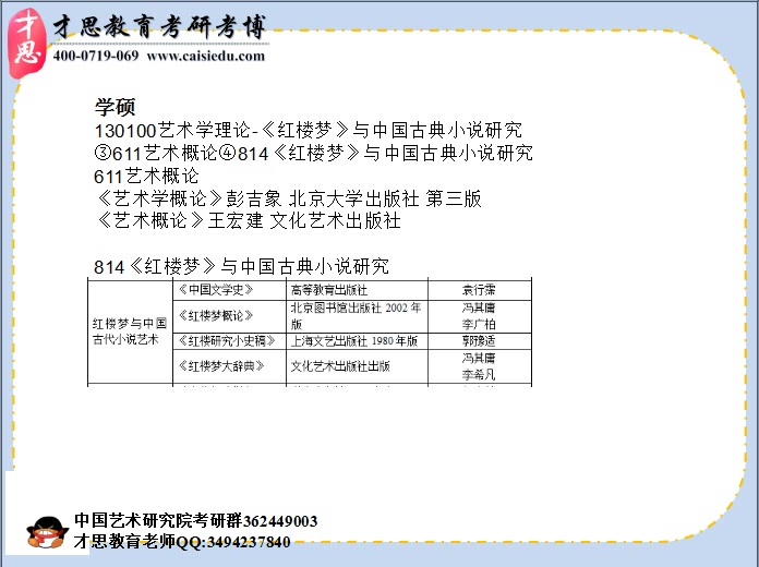 2018年中国艺术研究院艺术学理论《红楼梦》与中国古典小说研究考研参考书目解析哔哩哔哩bilibili