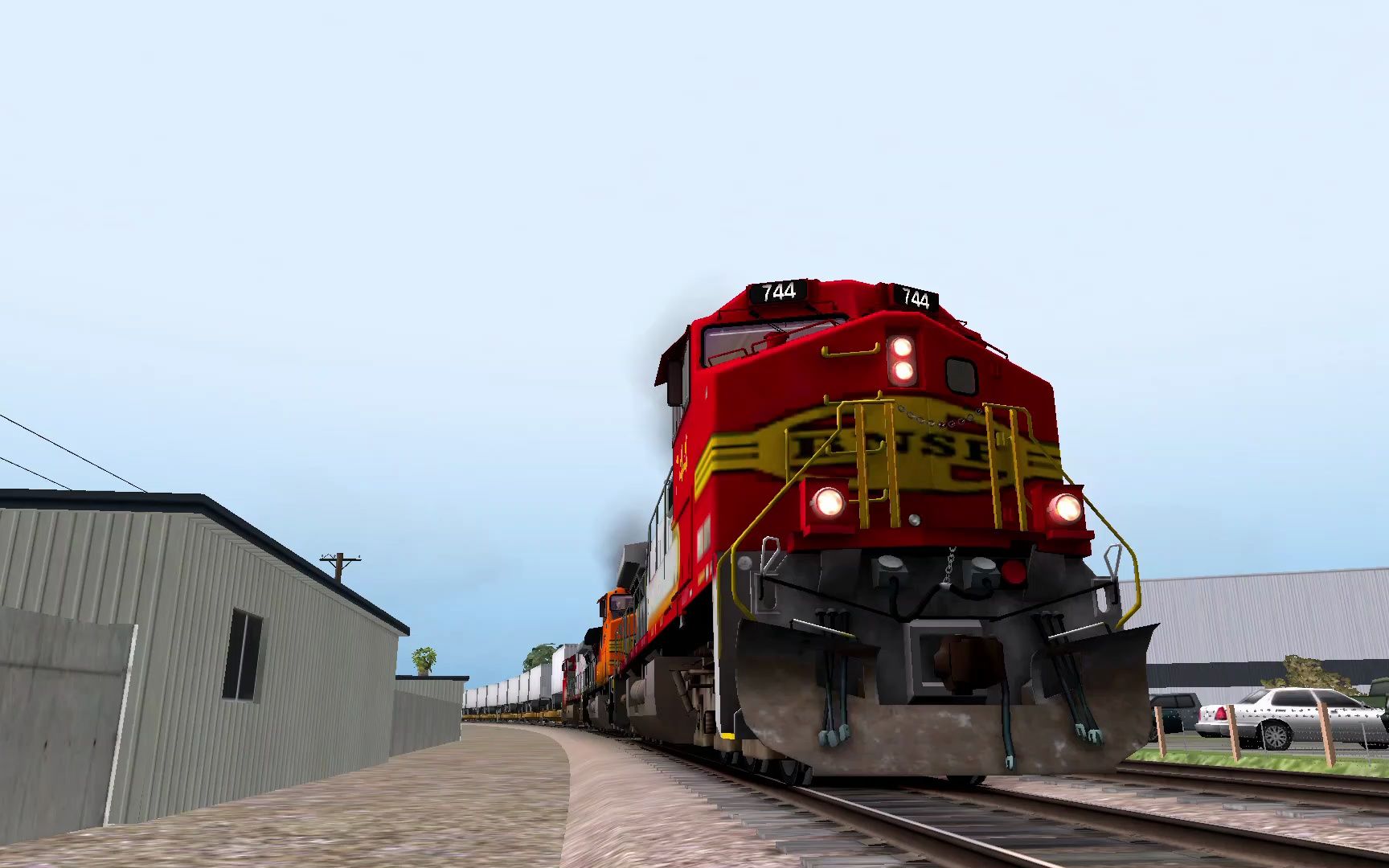 模拟火车tsc:c44-9w型内燃机车(bnsf)联运平车