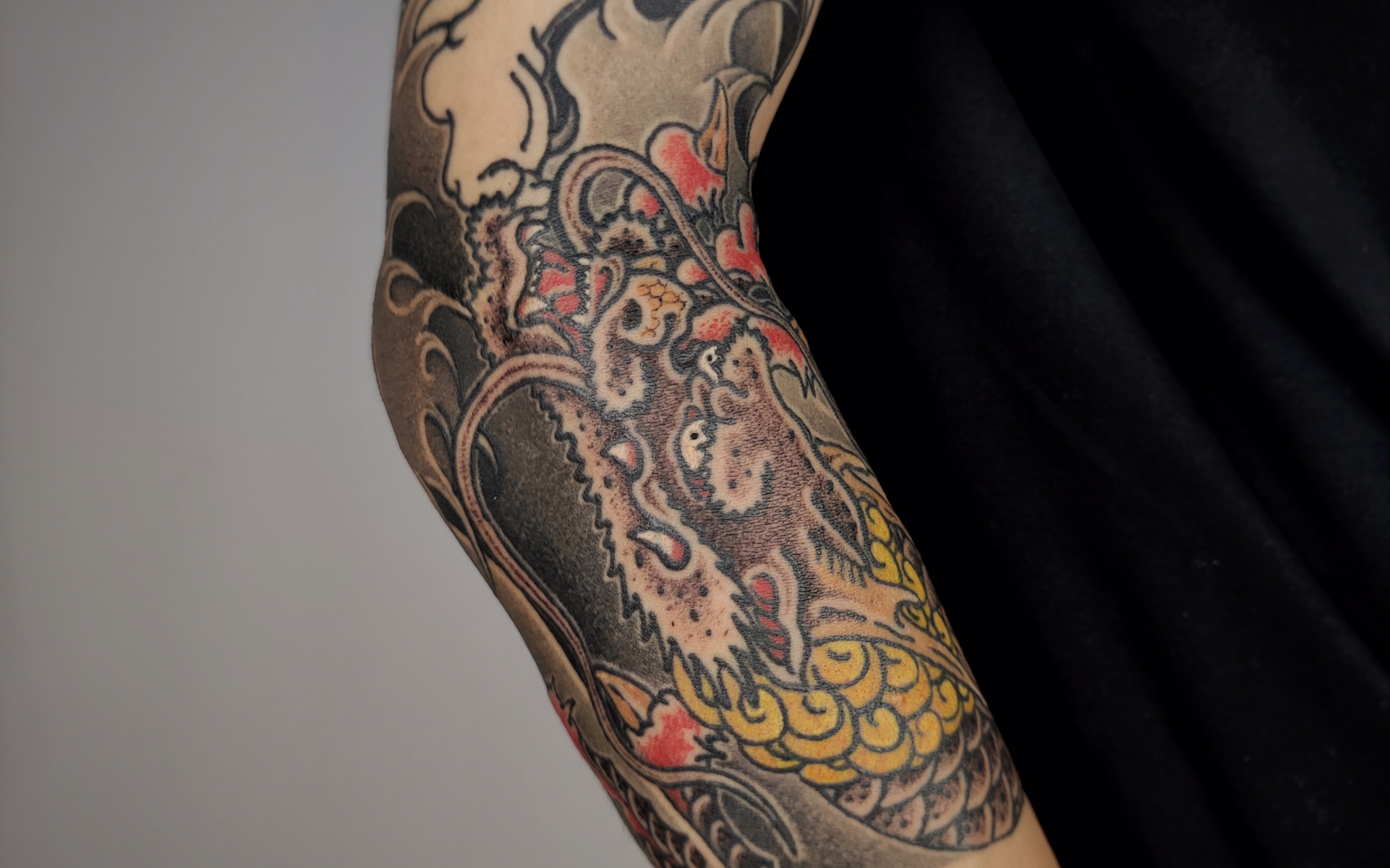 【纹身技法】龙头上色