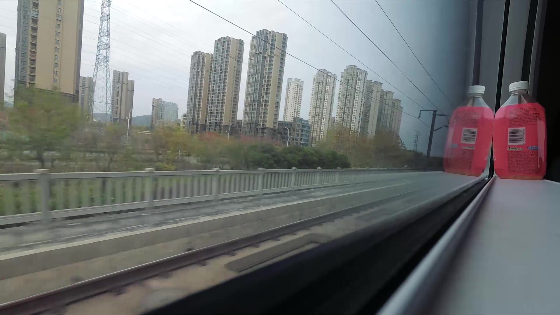 铁路g7221沪宁城际高铁镇江无锡右侧车窗视角展望