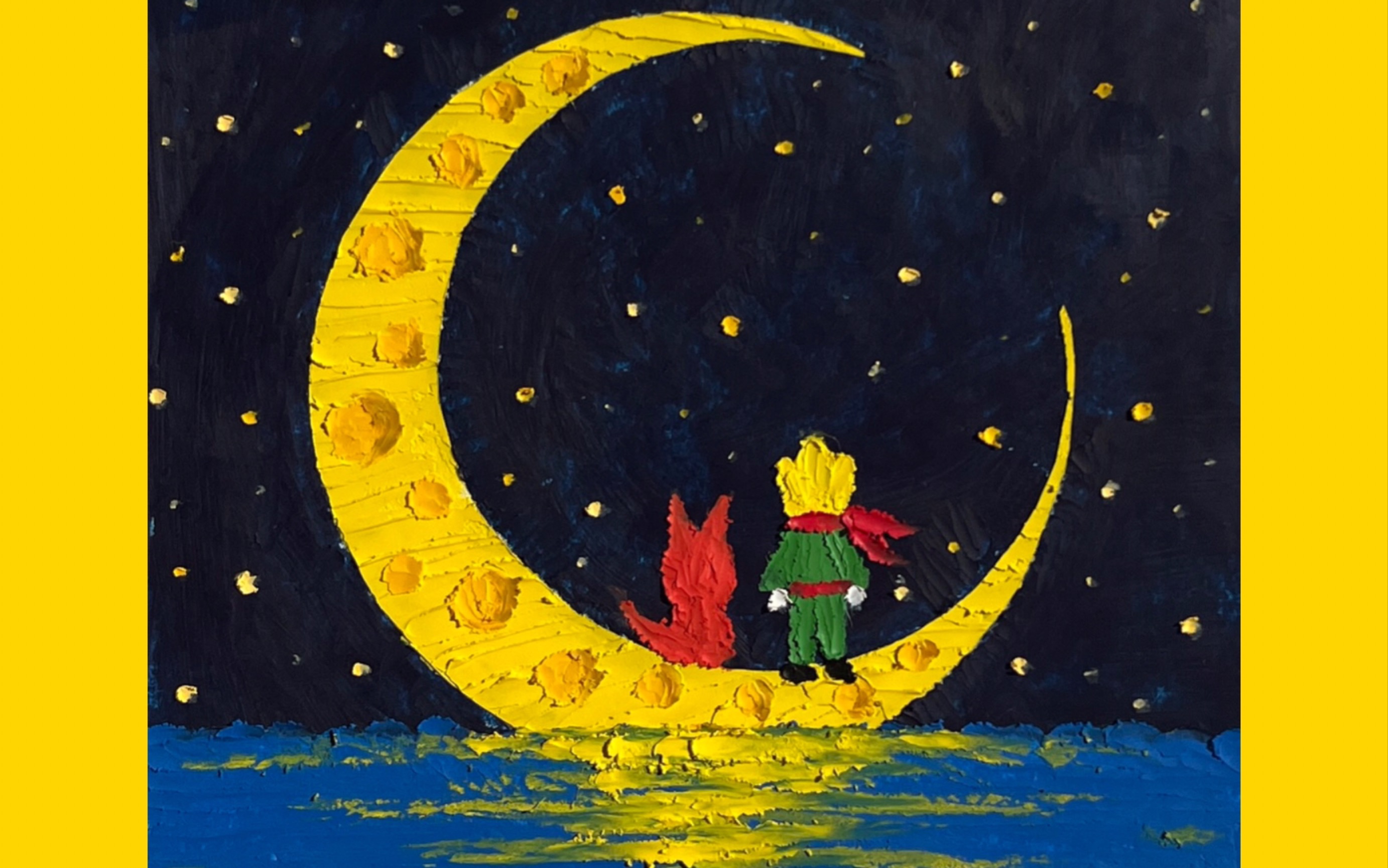 油画棒教程|小王子与小狐狸