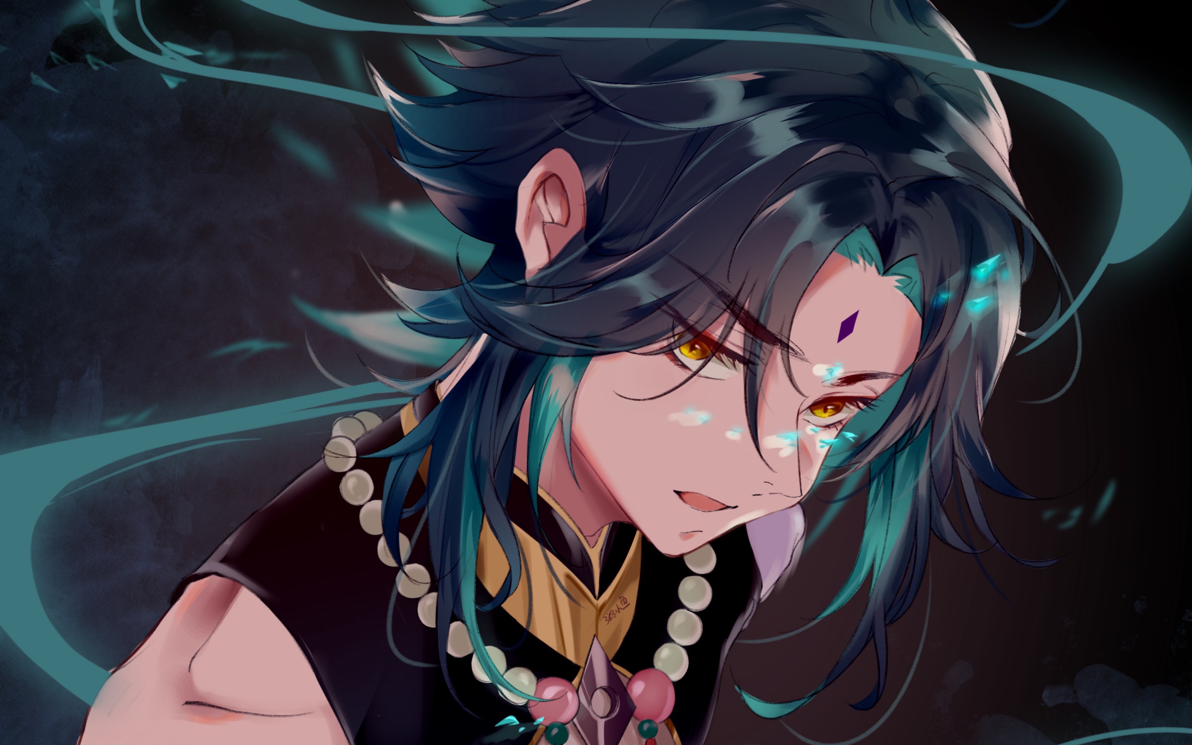 【绘画过程】【原神魈】三眼五显仙人,魈,听召,前来守护.