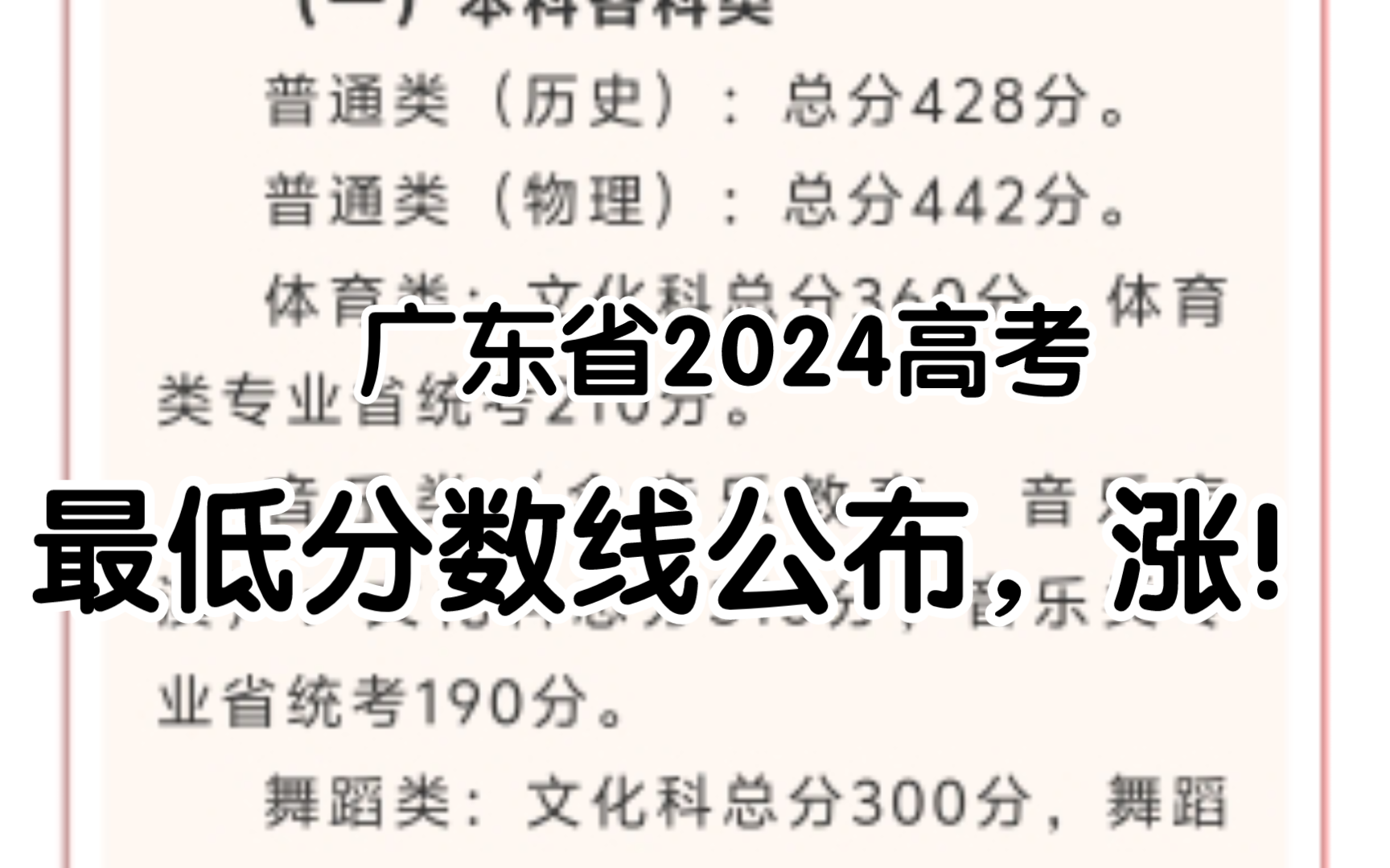 广东2024高考:本科线上涨,最低分数线公布哔哩哔哩bilibili