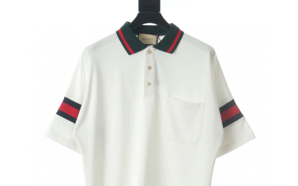 说一下gucci古驰23ss 拼袖织带短袖polo衫
