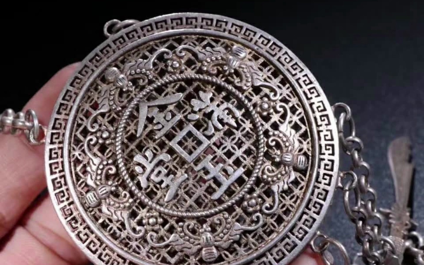 民 铜鎏银金玉满堂项链