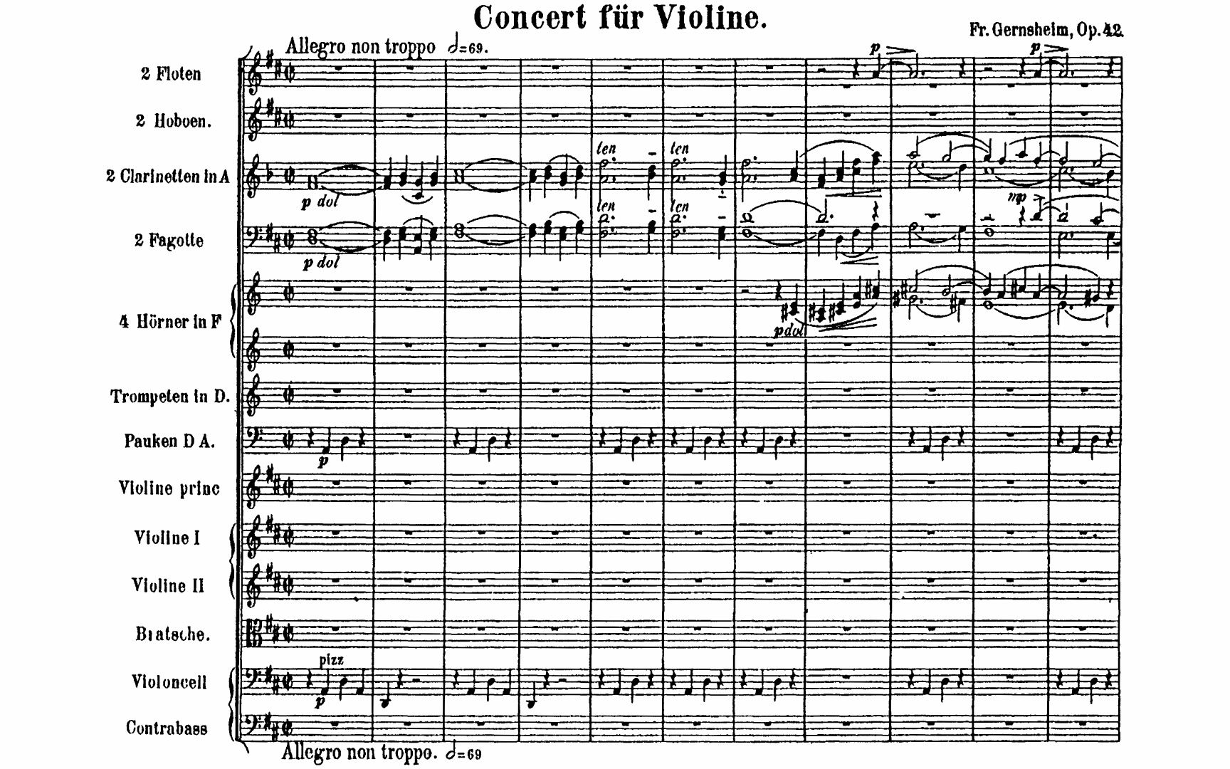 [图]［曲谱同步］Violin Concerto No.1 in D Major D大调第一小提琴协奏曲 Op.42 By Friedrich Gernsheim