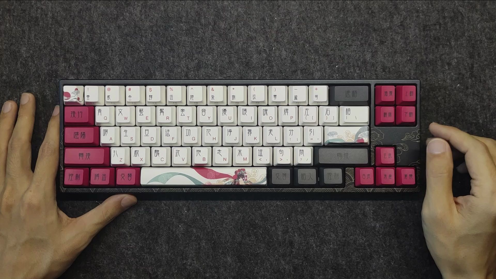 非紧凑配列68键阿米洛花旦娘开箱拆解评测换轴大保健樱桃红轴改ttc金