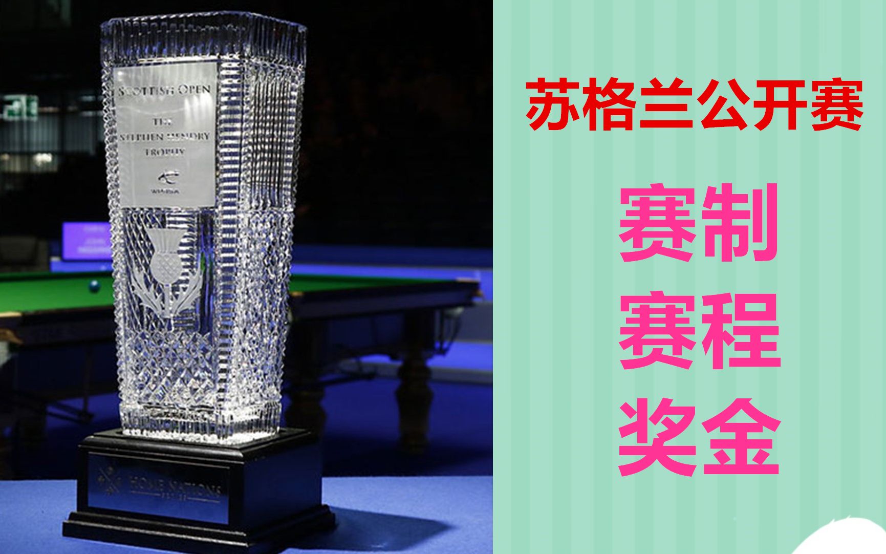 苏格兰公开赛:赛制、赛程和奖金.今晚赵心童和颜丙涛同时出战哔哩哔哩bilibili