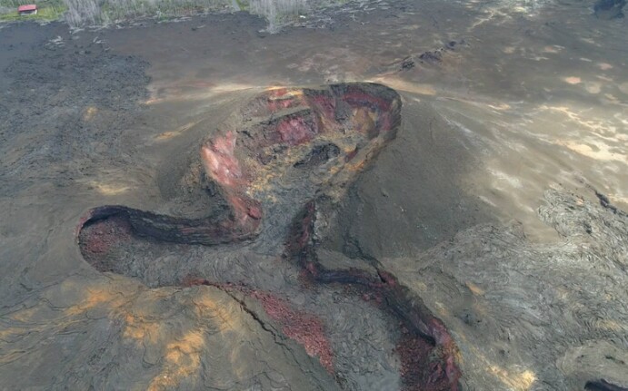 [图]航拍夏威夷基拉韦厄火山2018年8号裂缝火山口