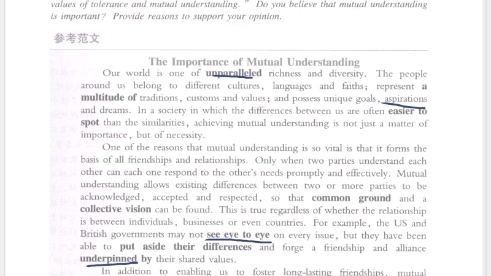 [图]英语专业八级精品范文100篇|| 91 The Importance of Mutual Understanding