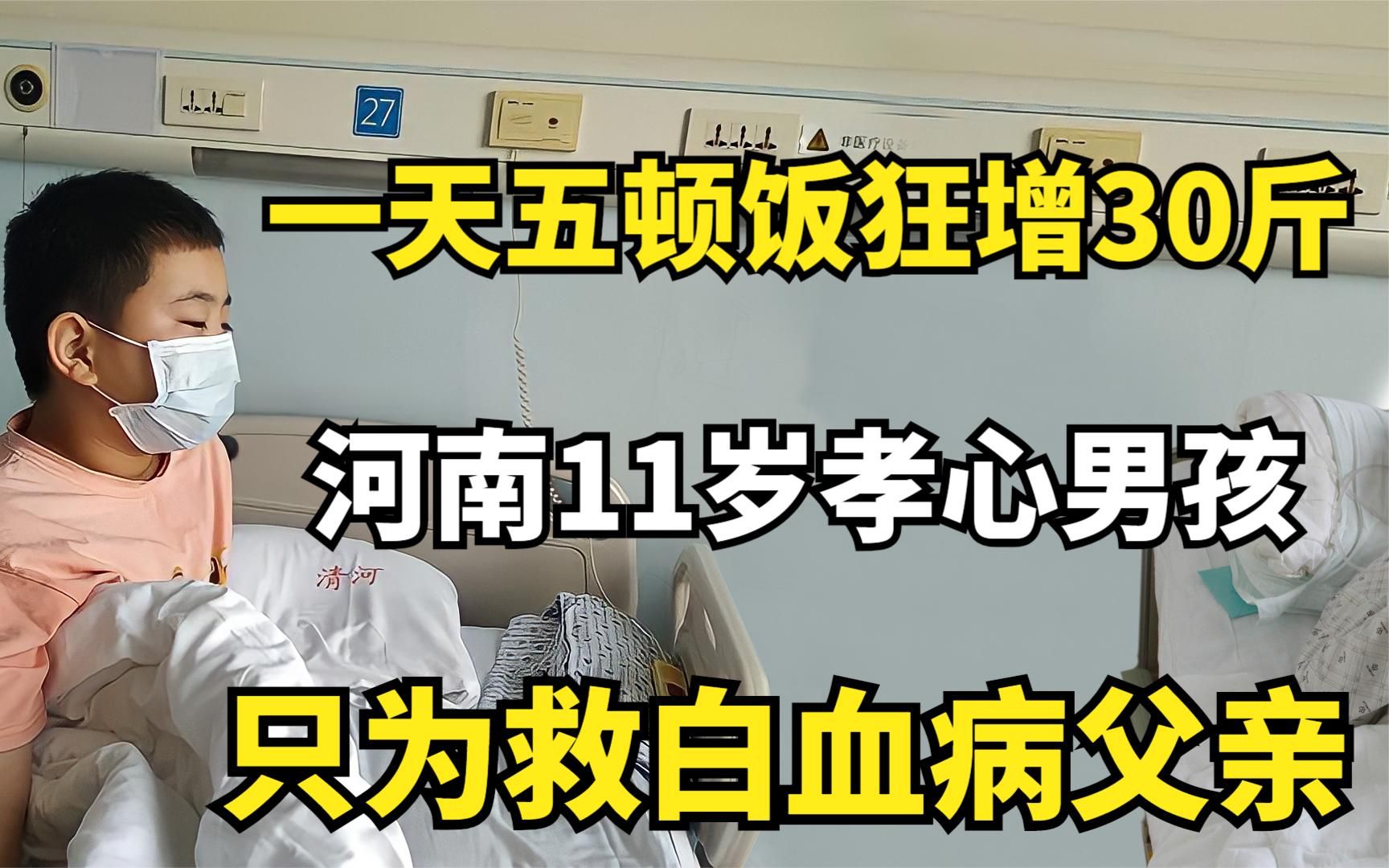 河南11岁孝心男孩,一天五顿饭狂增30斤,只为救白血病父亲!哔哩哔哩bilibili