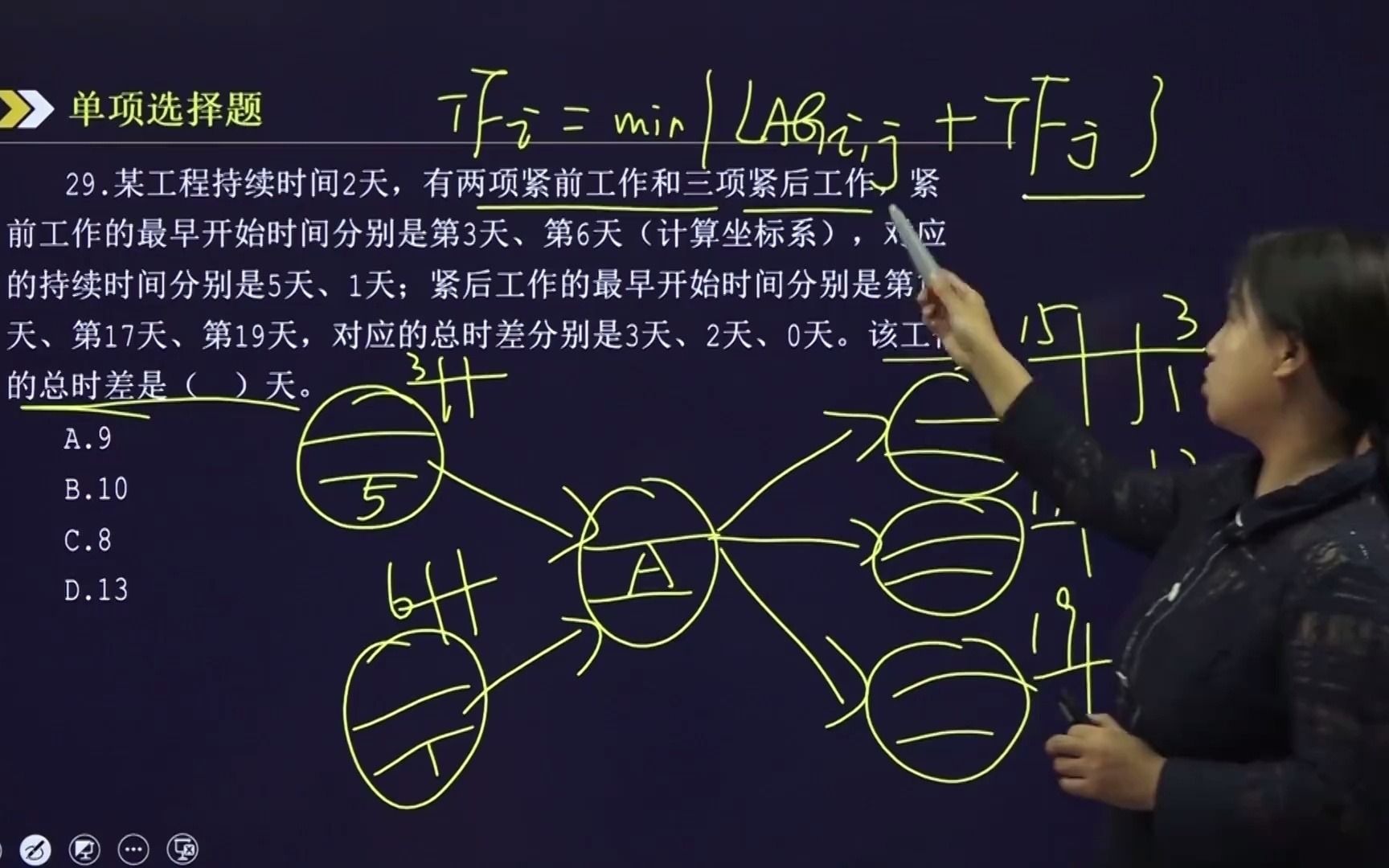 29.某工程持续时间2天,有两项紧前工作和三项紧后工作...哔哩哔哩bilibili