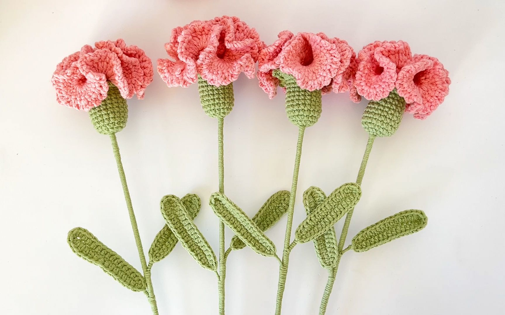 新手零基础慢动作手工钩针编织康乃馨花束教程母亲节女神节礼物