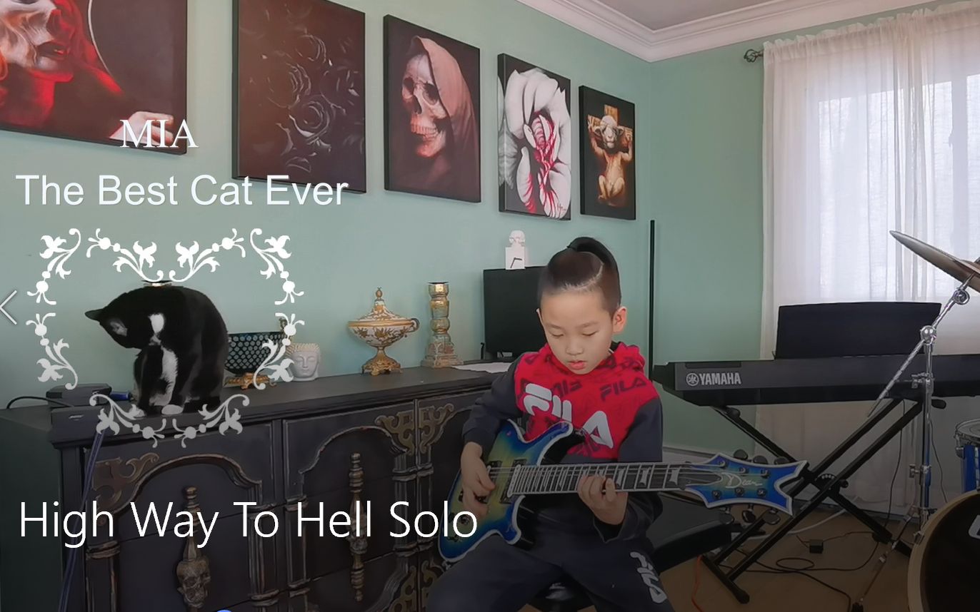 [图]AC/DC- Highway to Hell 地狱高速SOLO吉他Cover 8岁