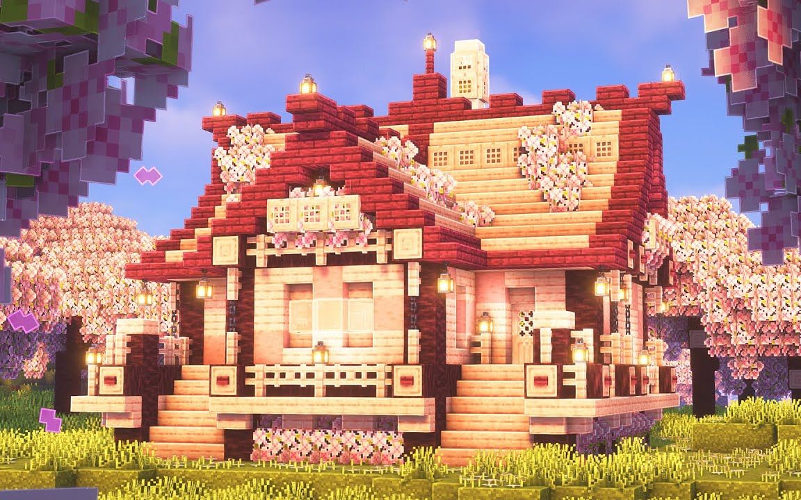 【minecraft】精致樱花生存屋-不-知道-说-什么好-了-大工程-哔哩哔哩