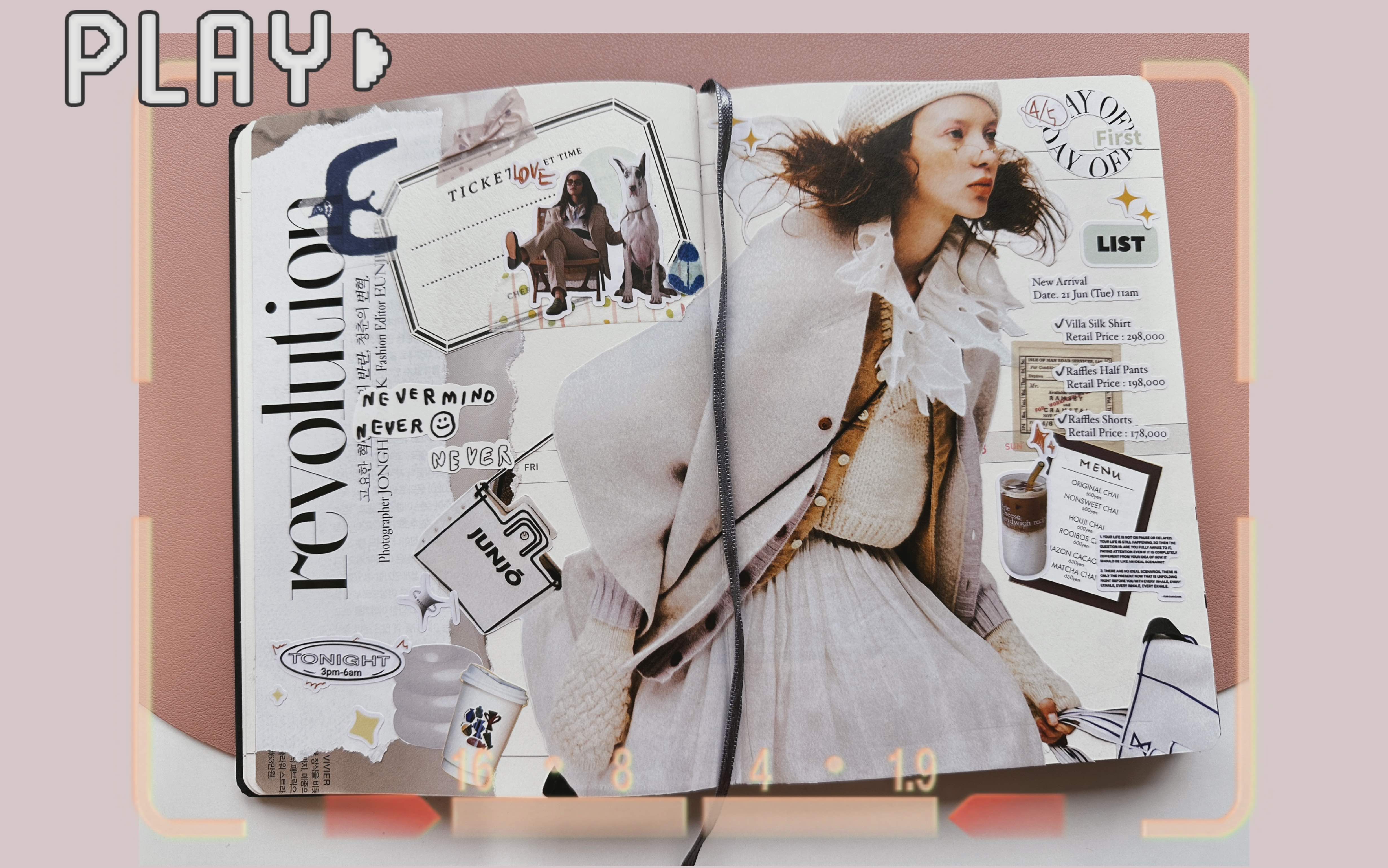 手帐分享|1月第二周·杂志风拼贴·浅棕色系·一起听歌