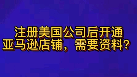 注册美国公司后开通亚马逊店铺,需要的资料?哔哩哔哩bilibili