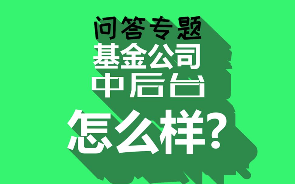 【问答回放6】基金公司中后台怎么样?哔哩哔哩bilibili