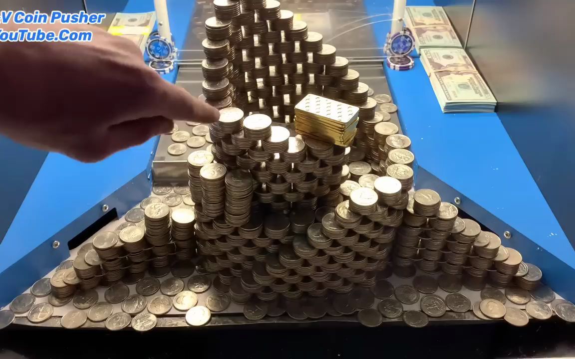 [图]?WORLDS BIGGEST STAIRCASE OF QUARTERS … Inside The High Limit Coin Pusher! __ J