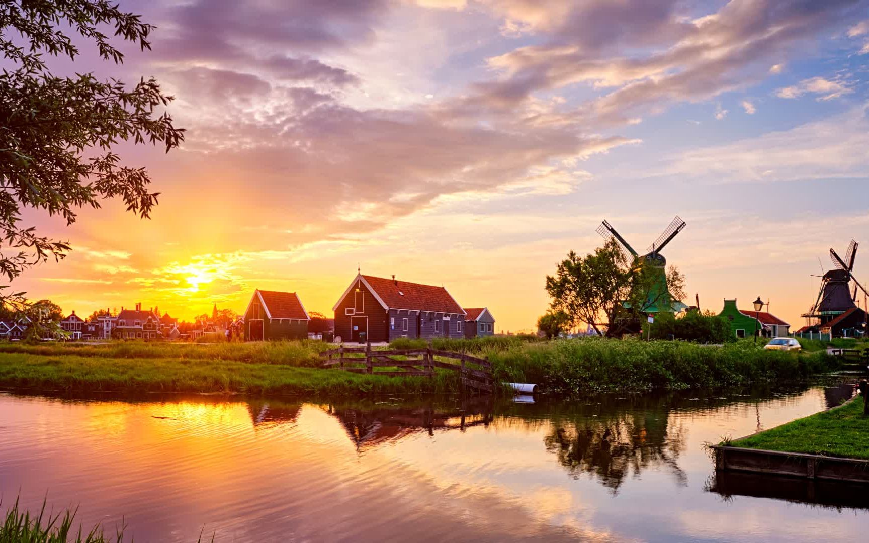 风车之国荷兰的美丽风景 放松钢琴背景音乐