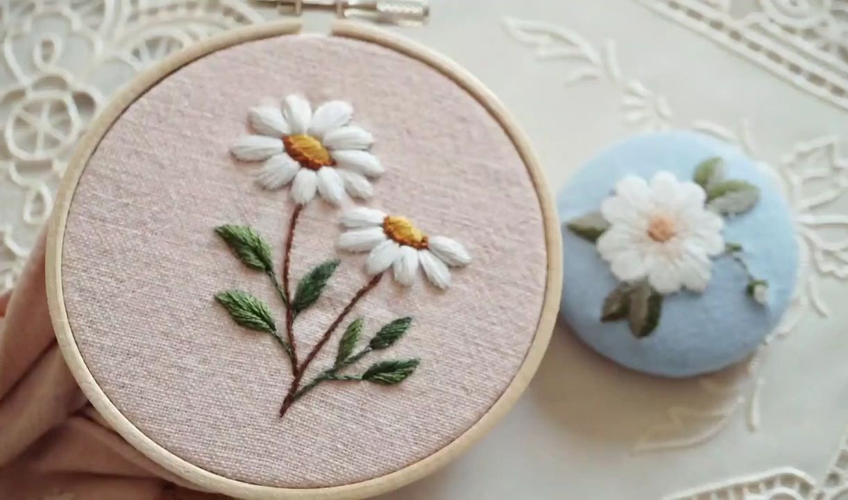 【luckylala】雏菊法式刺绣教程