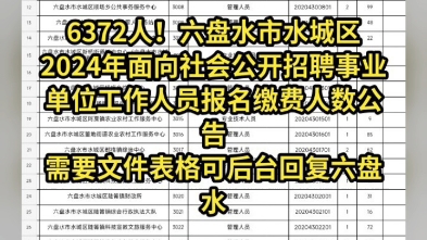 6372人!六盘水市水城区2024年面向社会公开招聘事业单位工作人员报名缴费人数公告哔哩哔哩bilibili