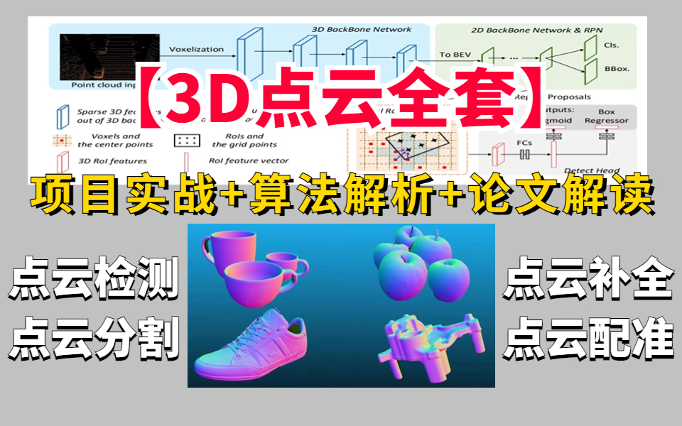 这绝对是我看过最全的3D点云教程了!内含:点云补全、点云检测、点云分割、PointNet算法等多个内容讲解,赶紧收藏!哔哩哔哩bilibili