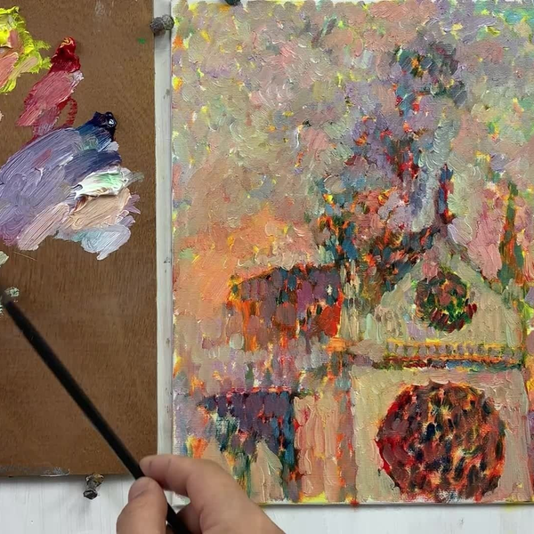 田中修 サンジェニイエスの古い塀 油絵15号 新制作会員 物故画家