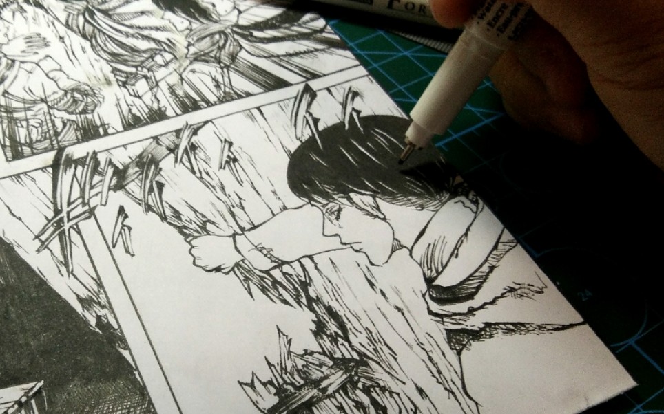 临摹谏山创老师漫画原稿兵长踹门地下室揭秘