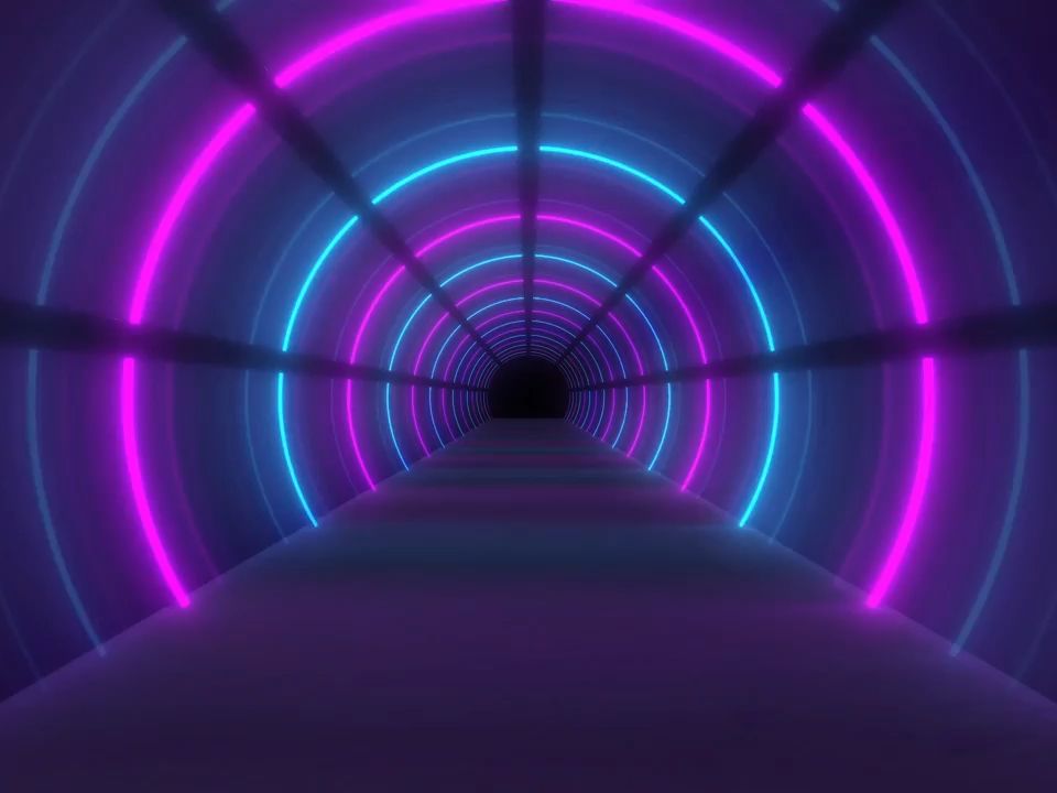 y1454 美人鱼 歌曲配乐 动感炫酷紫色三角形灯光隧道穿梭灯光秀街舞