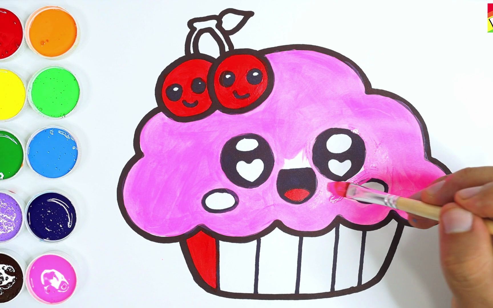 【简笔水彩画】教你画可爱的小蛋糕然后上色~超级简单的绘画,一看就会