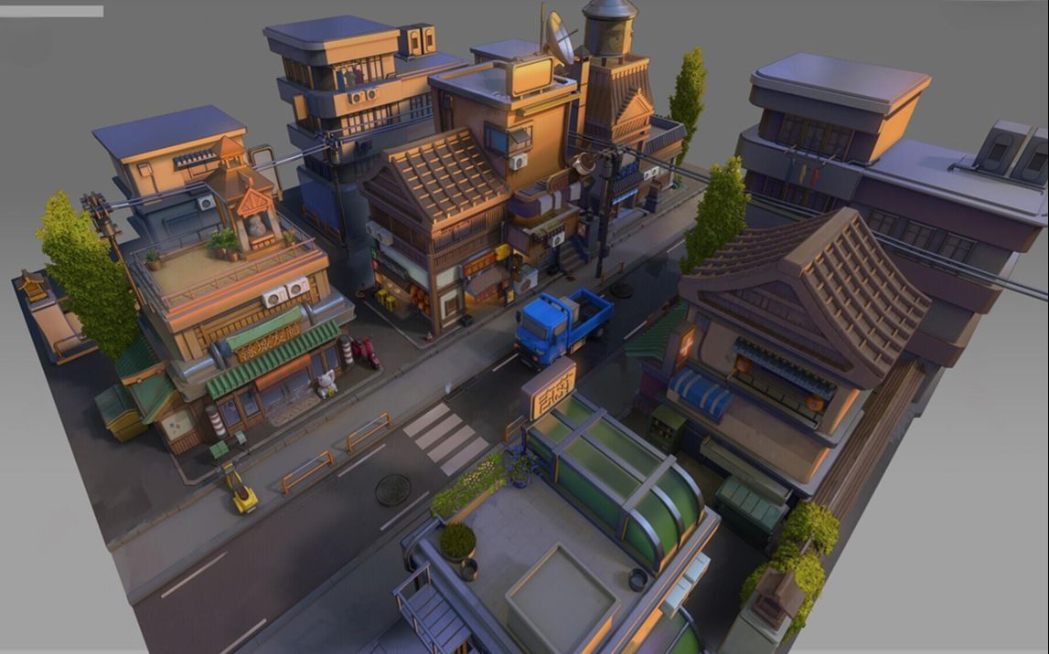 【3dmax场景建模】三小时建模还原游戏场景古镇街道全貌