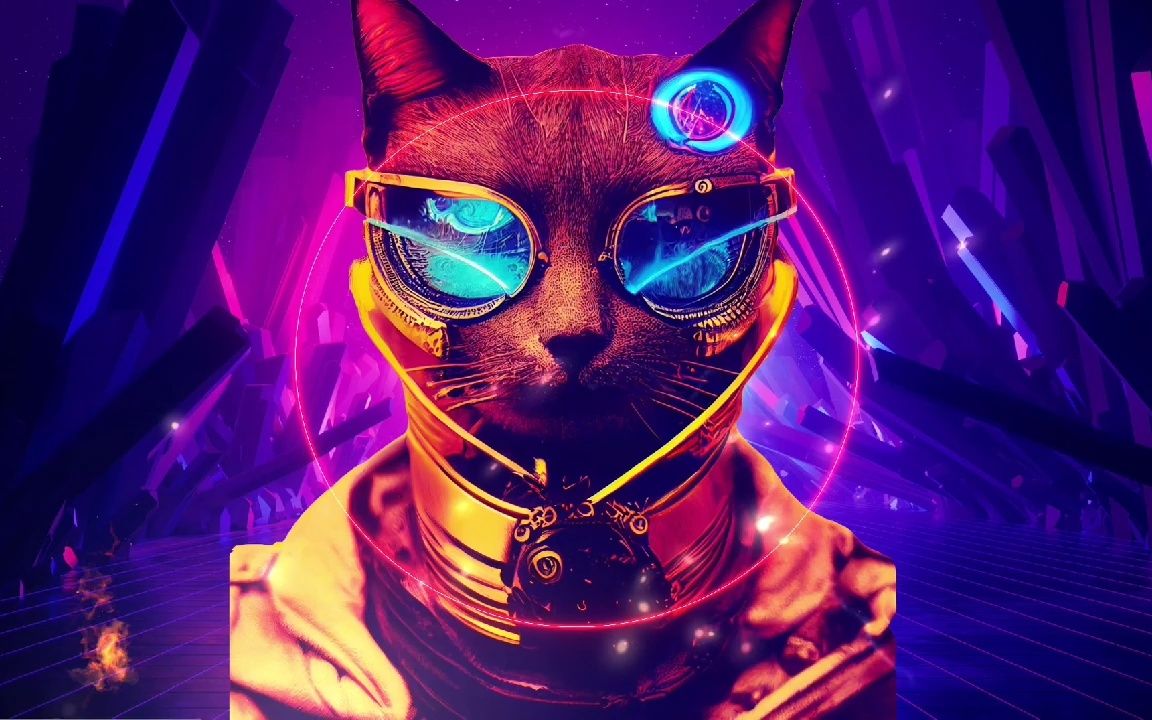 wallpaper engine 第一次试做 喵叔自画像 dj喵 赛博朋克 电音 歌曲