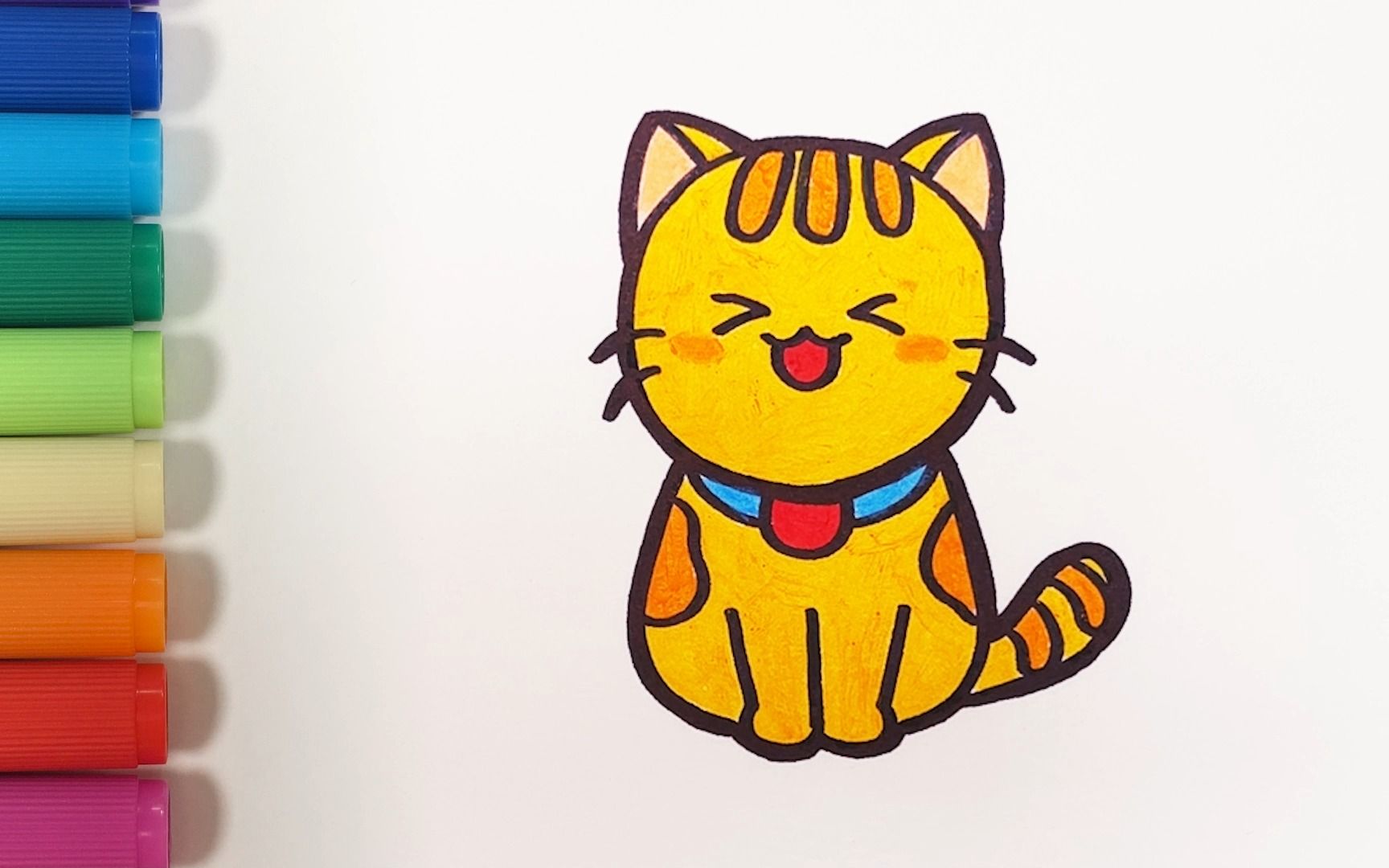 可爱的小猫简笔画涂色图片