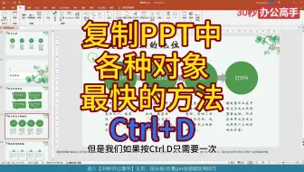 复制、粘贴PPT中的文本框、图形最快的方法：Ctrl+D