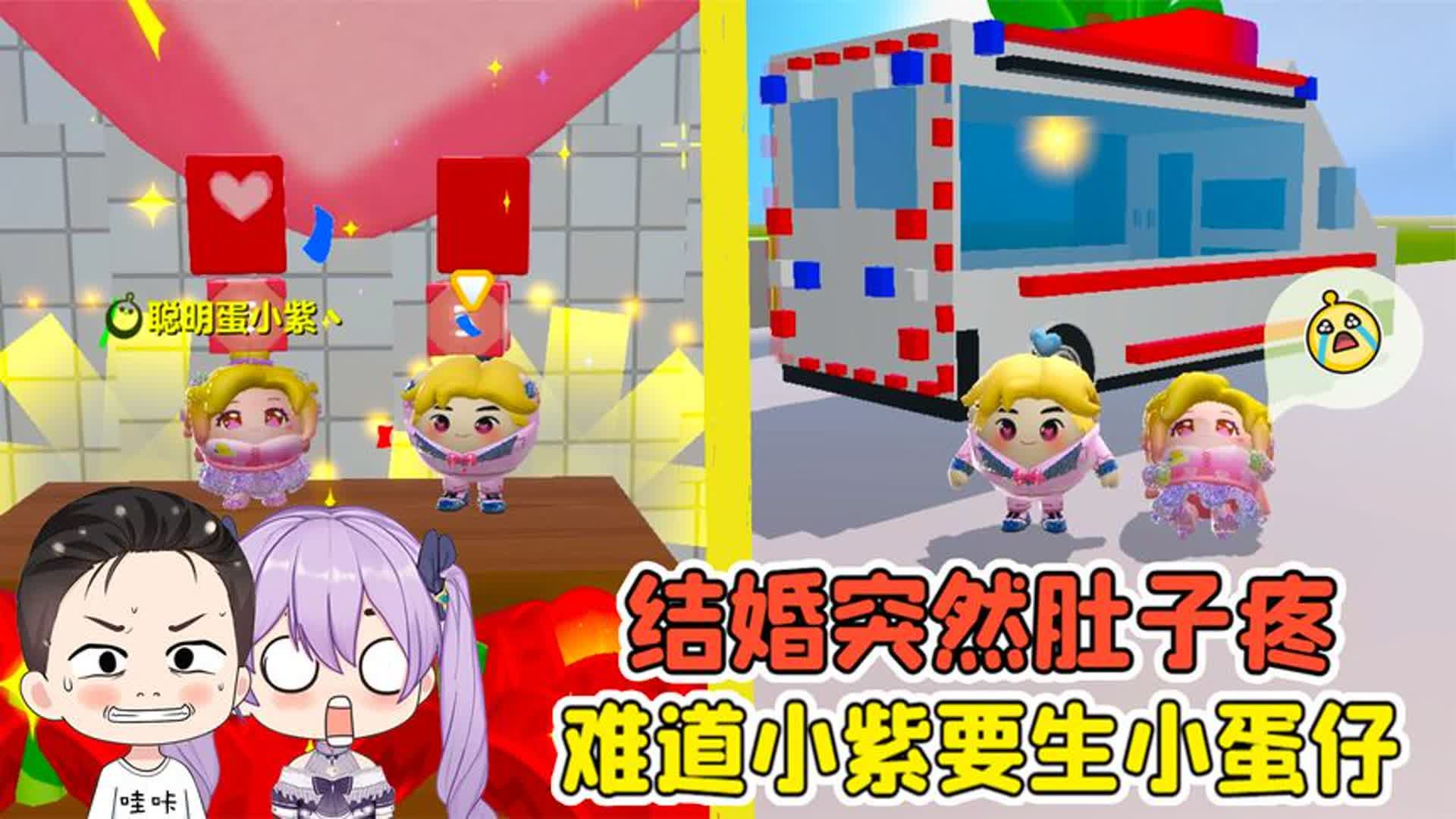 蛋仔派对:哇咔小紫结婚啦!小紫突然肚子疼,难道要生小蛋仔?