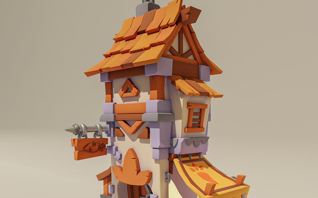 将场景原画变成3d模型系列52-次世代原画场景模型高塔场景制作