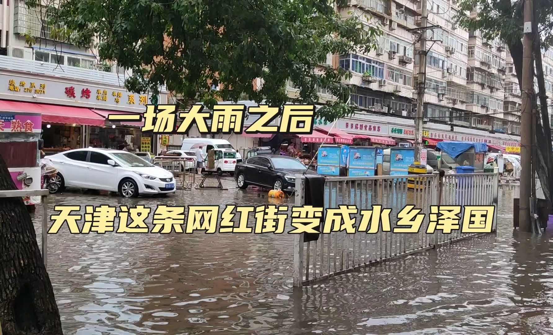 天津红桥区这条网红街,一场大雨这里积水严重,旱地秒变水乡泽国哔哩哔哩bilibili