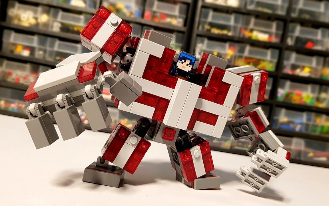 乐高moc教程21163套内我的世界红石机甲拼搭指南