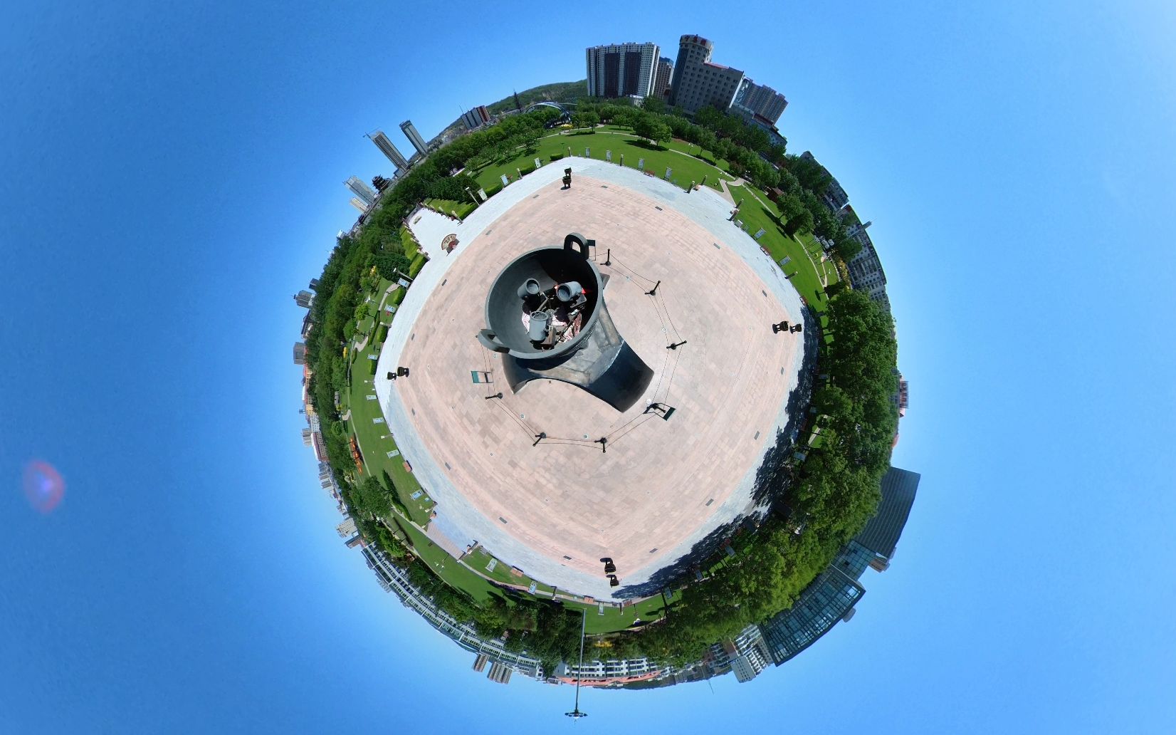 山西吕梁离石市民广场全景航拍测试