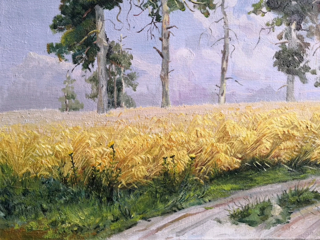 临摹19世纪俄罗斯现实主义大师希施金的《麦田》