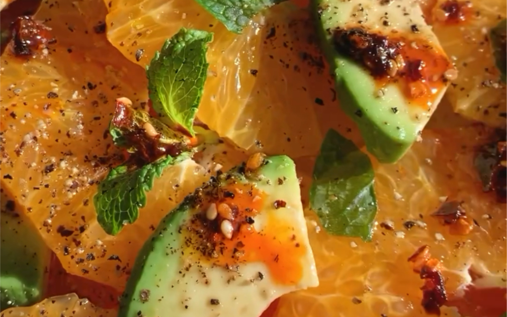 Citrus avocado salad with chili sauce and mint, sophisticated!哔哩哔哩bilibili