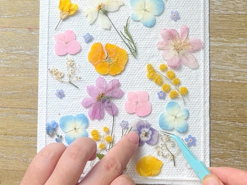 手工vlog | 制作一副夏天的小清新押花画框摆台