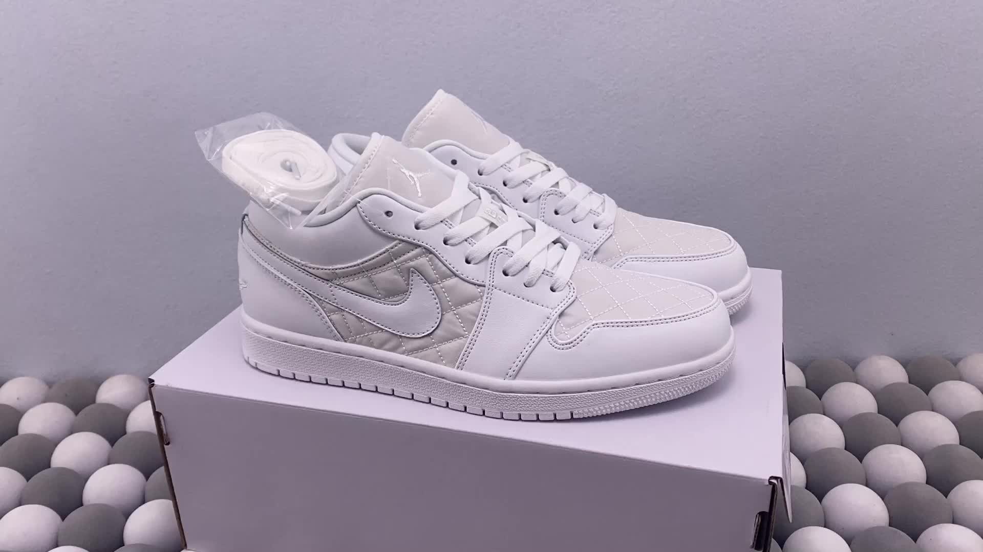 airjordan1lowquiltedtriplewhiteaj1低帮球鞋女款纯白9bki